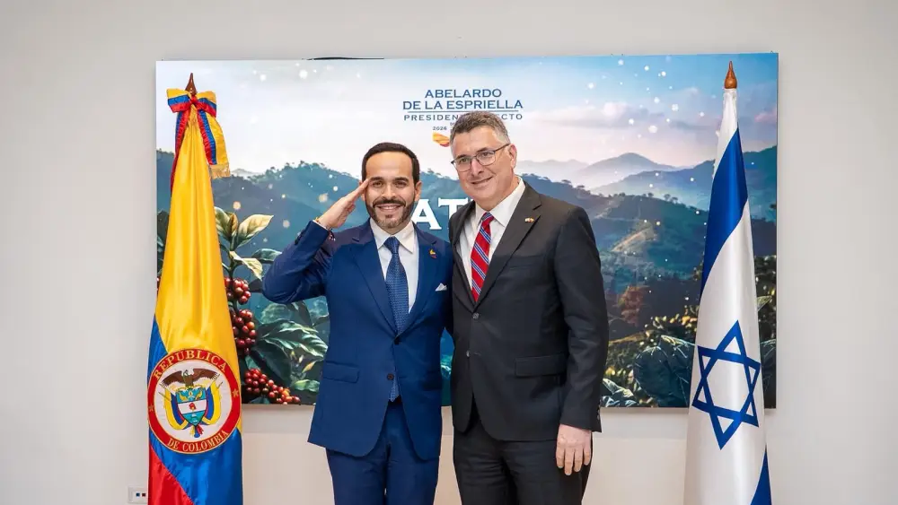 Israeli Foreign Minister Gideon Sa’ar meets with Colombian President-elect Abelardo de la Espriella in Barranquilla, Colombia, ahead of the president’s inauguration, Aug. 6, 2026. Credit: Lodis Studios/Courtesy Israeli Foreign Ministry.
