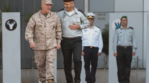 U.S. CENTCOM commander Gen. Kenneth F. McKenzie Jr. (left) and IDF Chief of Staff Lt. Gen. Aviv Kohavi in Israel, Nov. 11, 2019. Credit: IDF Spokesperson’s Unit.