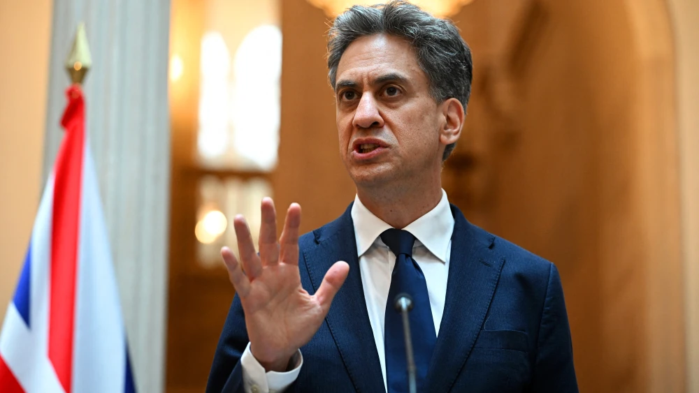 British Foreign Secretary Ed Miliband speaks as he meets his Spanish counterpart at the Palacio de Viana in Madrid on July 29, 2026. Photo by Leon Neal / POOL / AFP via Getty Images.