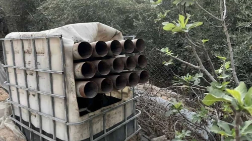 A multi-rocket launching pad found at a civilian site in the Gaza Strip, Nov. 12, 2023. Credit: IDF.