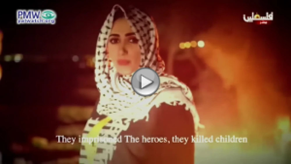 A music video misrepresents history on official Palestinian television (hundreds of times from 2012-2020). Source: Palestinian Media Watch.