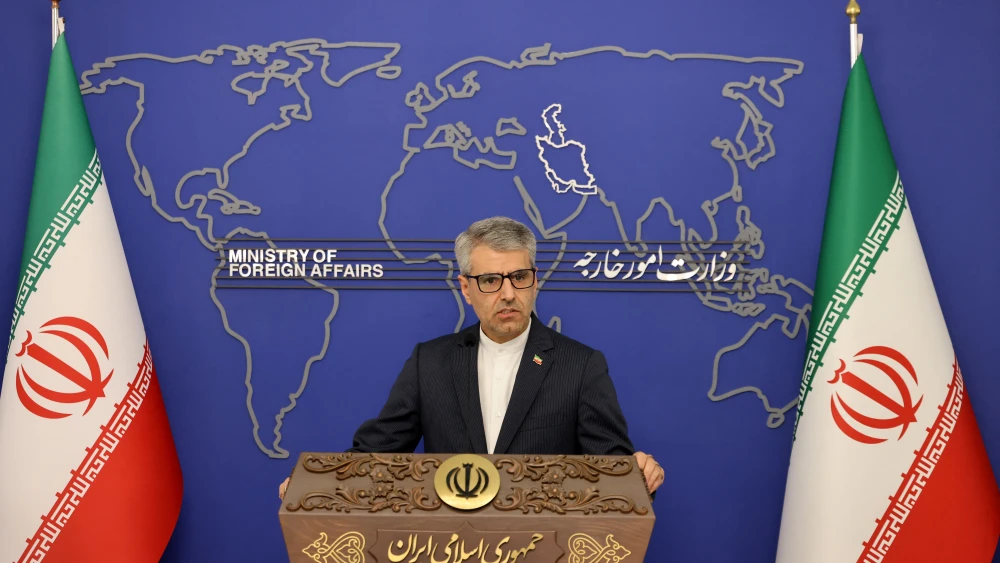 Esmaeil Baghaei, a spokesman for Iran's Foreign Ministry, holds a press conference in Tehran, Oct. 28, 2024. Photo by Atta Kenare/AFP via Getty Images.