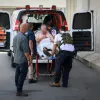 An Israeli wounded in Metula by a rocket fired from Lebanon is brought to Ziv Medical Center in Safed, Oct. 17, 2023. Photo by David Cohen/Flash90.