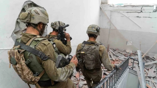 Israeli troops operating at Al-Quds University in the Gaza Strip, Nov. 14, 2023. Credit: IDF.