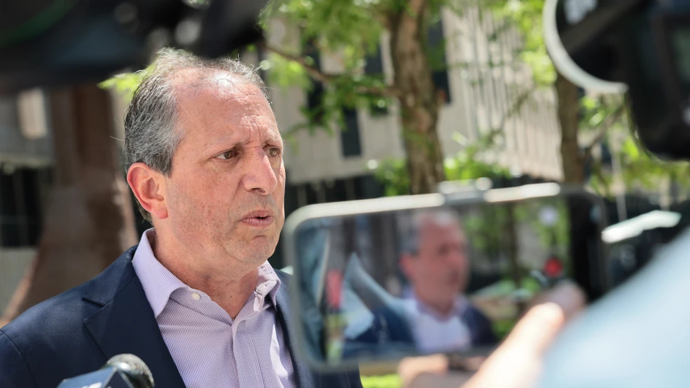 Former NYC Comptroller Brad Lander speaks during a press conference outside the Jacob K. Javits Federal Building in New York City, June 24, 2026. Photo by Michael M. Santiago/Getty Images.