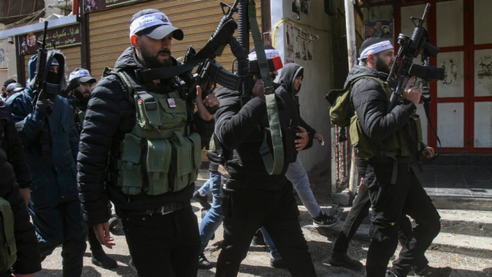 Palestinian gunmen attend a funeral in the Balata refugee camp, March 15, 2022. Photo by Nasser Ishtayeh/Flash90.