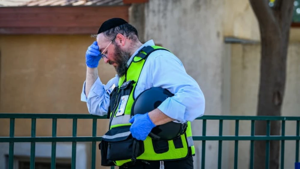 A ZAKA—Disaster Victim Identification volunteer at Kibbutz Kfar Aza, near the Gaza Strip, Nov. 2, 2023. Photo by Arie Leib Abrams/Flash90.