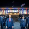 The Knesset was lit in the colors of the U.S. flag with Speaker Amir Ohana thanking President Donald Trump, June 22, 2025. Photo by Noam Moskowitz/Knesset Press Office.