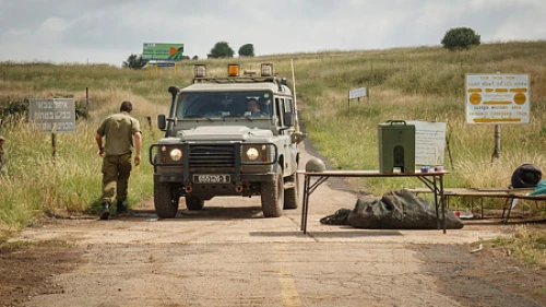 Israeli troops patrol the Israeli-Syrian border on Aug. 3, 2020. Photo by Basel Awidat/Flash90.