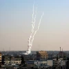 Rockets being fired from Gaza towards Israel on Nov. 12, 2019. Photo by Abed Rahim Khatib/Flash90.