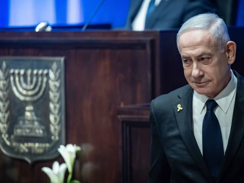 Israel's Prime Minister Benjamin Netanyahu at the opening ceremony of the new Knesset museum, in Jerusalem on Aug. 11, 2025. Photo by Yonatan Sindel/Flash90.