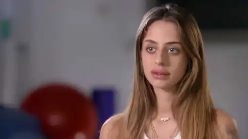 Mia Shem speaks with Israel's Channel 13 News. Source: Screenshot.