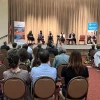 A delegation from the NGO Sharaka speaks at Congregation Beth El in La Jolla, Calif., on Oct. 27. Credit: Jewish Federation of San Diego County.