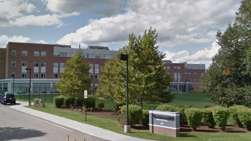 Newton North High School in Newton, Mass. Several pro-Israel groups contend that the Middle East curriculum in Newton public school has anti-Israel bias. Credit: Google Maps screenshot.