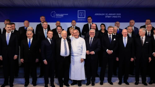 Israel’s President Reuven Rivlin (center) hosts more than 40 world leaders as part of the Fifth World Holocaust Forum on Jan. 22, 2020. Photo by Olivier Fitoussi/Flash90.