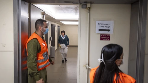 Patients and medical staff are seen in an underground parking area converted into a treatment ward at Ichilov Hospital in Tel Aviv, after many patients were relocated following the outbreak of war and missile fire from Iran toward Israel, March 8, 2026. Photo by Chaim Goldberg/Flash90.