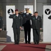 Outgoing IDF Chief of Staff Gadi Eizenkot with incoming Chief of Staff Aviv Kochavi during a handover ceremony at IDF Headquarters in Tel Aviv, on Jan. 15, 2019. Credit: Noam Revkin Fenton/Flash90.