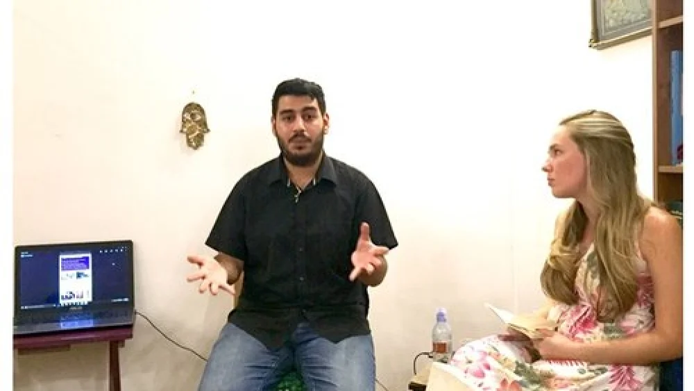 Jonathan Elkoury speaks about his life as an Israeli Christian after fleeing Lebanon. Credit: Eliana Rudee.