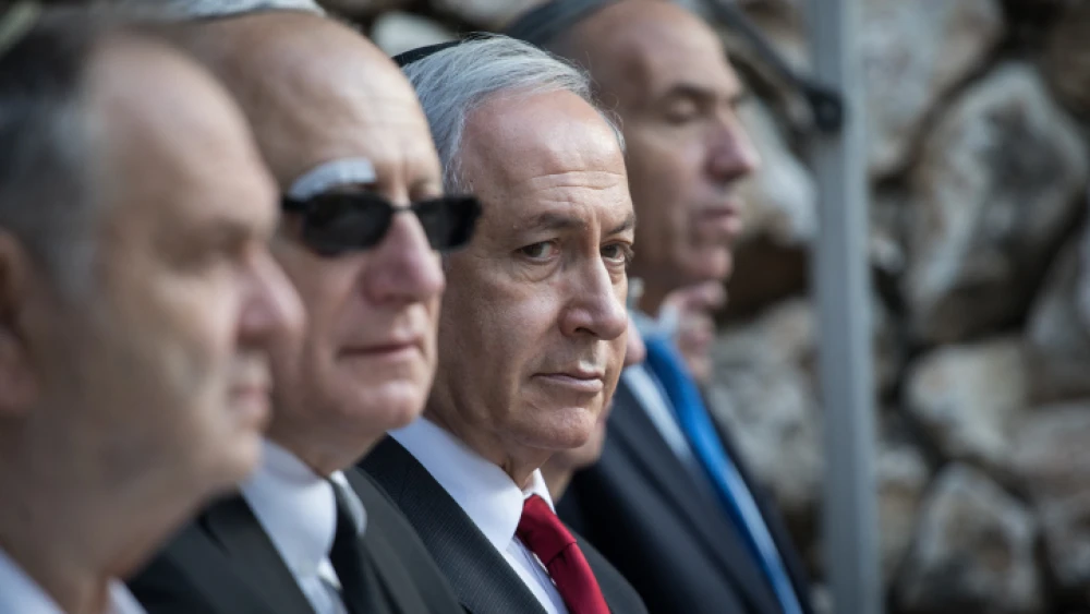 Israeli Prime Minister Benjamin Netanyahu attends a state memorial service at Mount Herzl in Jerusalem commemorating former Israeli tourism minister and IDF general Rehavam Ze'evi, who was murdered in 2001 by a PFLP terrorist, Oct. 29, 2019. Photo by Hadas Parush/Flash90.
