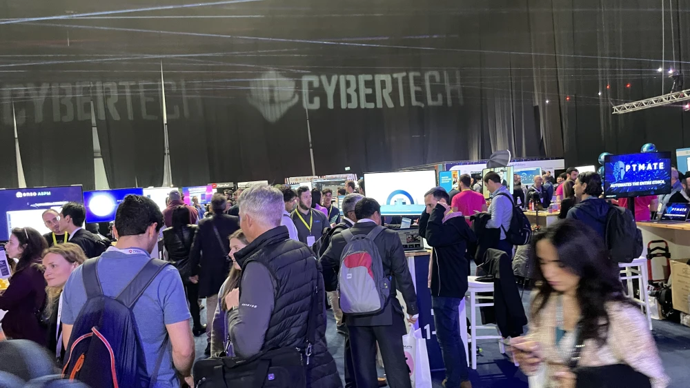 People check out the booths at Cybertech Global TLV 2023. Photo by Judith Segaloff.
