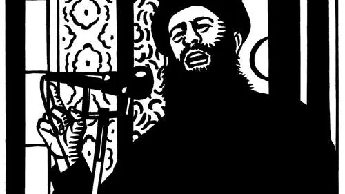 This depiction of Islamic State leader Abu Bakr al-Baghdadi was the latest cartoon by French satirical magazine "Charlie Hebdo" before the Jan. 7, 2015 attack on its offices in Paris. Credit: Charlie Hebdo via Facebook.