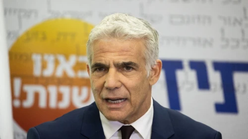 Israeli Foreign Minister Yair Lapid, seen at the Knesset, blamed Poland for a recent deterioration in ties, July 26, 2021. Photo by Yonatan Sindel/Flash90.
