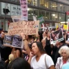 An anti-Israel demonstration in Manhattan's Columbus Circle, including a Jewish anti-Zionist sign reading, “Another Jew Against the Occupation.” Credit: Ben Cohen.