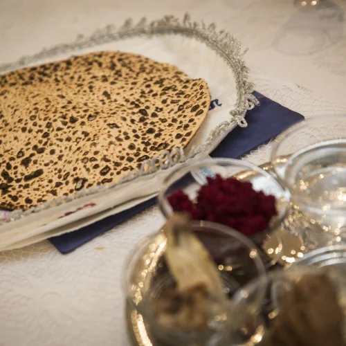 A Passover seder dinner table on the eve of the Jewish holiday. Photo by Hadas Parush/Flash90.