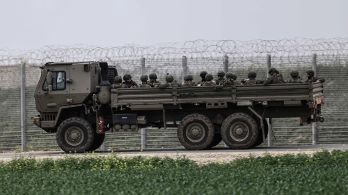 The Israeli army near the border fence with Gaza, southern Israel. Feb. 9, 2026. Photo by Tsafrir Abayov/FLASH90.