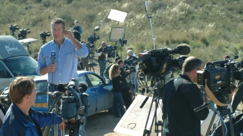 Members of the international media at the Israel-Gaza border, Jan. 6, 2009. Photo by Jorge Novominsky/Flash90.