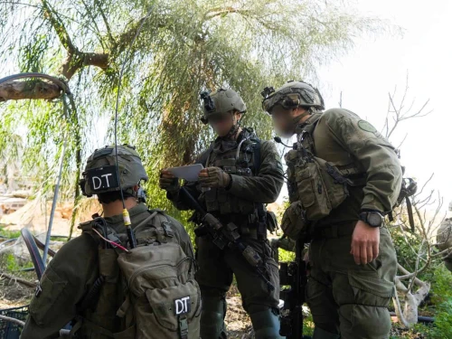 Soldiers from the IDF’s 7th Brigade in Khan Yunis, the southern Gaza Strip, Feb. 25, 2024. Credit: IDF/X.