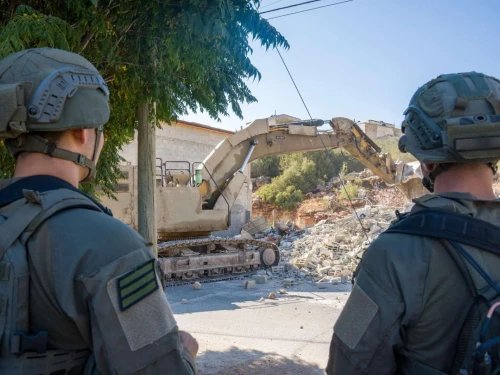 Israel Defense Forces soldiers demolish the Samaria home of slain Palestinian terrorist Nael Samara, who murdered Israeli mother Tzeela Gez, 30, and her unborn son in a May shooting, Sept. 14, 2025. Credit: IDF.