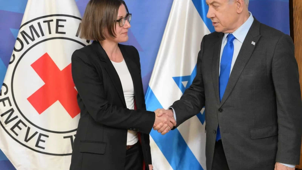 Israeli Prime Minister Benjamin Netanyahu meets in Tel Aviv with International Committee of the Red Cross president Mirjana Spoljaric, Dec. 14, 2023. Photo by Haim Zach/GPO.