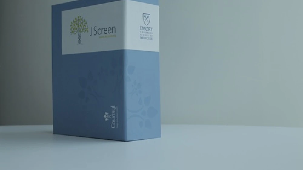 A box containing the new JScreen kit, which enables users to test for the 19 known preventable Jewish genetic diseases. Credit: Courtesy of JScreen.