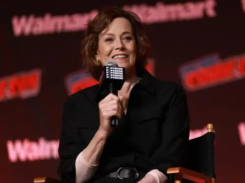 Sigourney Weaver speaks onstage at Sigourney Weaver on ALIEN and Beyond during New York Comic Con 2025 at the Jacob K. Javits Convention Center in Manhattan on Oct. 10, 2025. Photo by Jason Mendez/Getty Images for ReedPop.