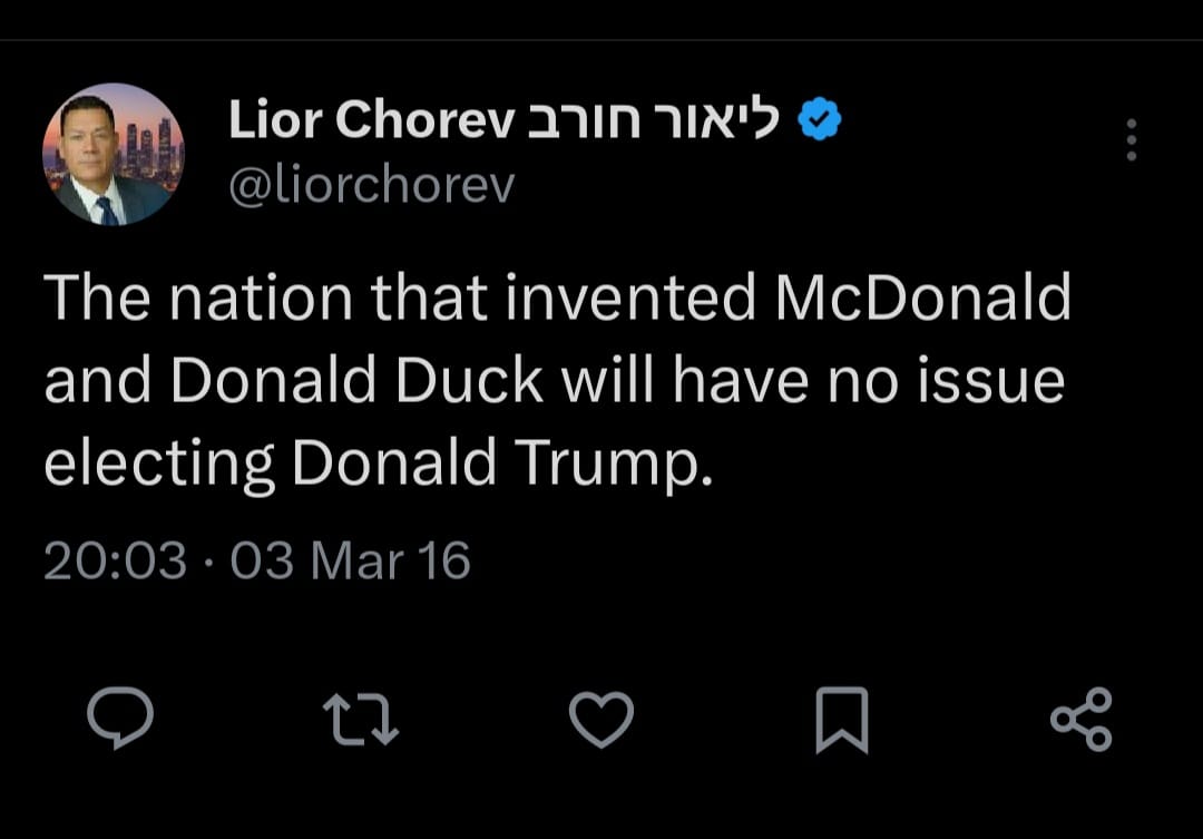 A screenshot of a post on X by Lior Chorev. Credit: X.